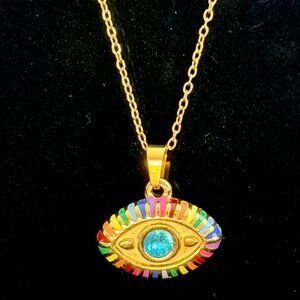 Ramla Rainbow Eye Necklace - 14K Gold-Plated New
